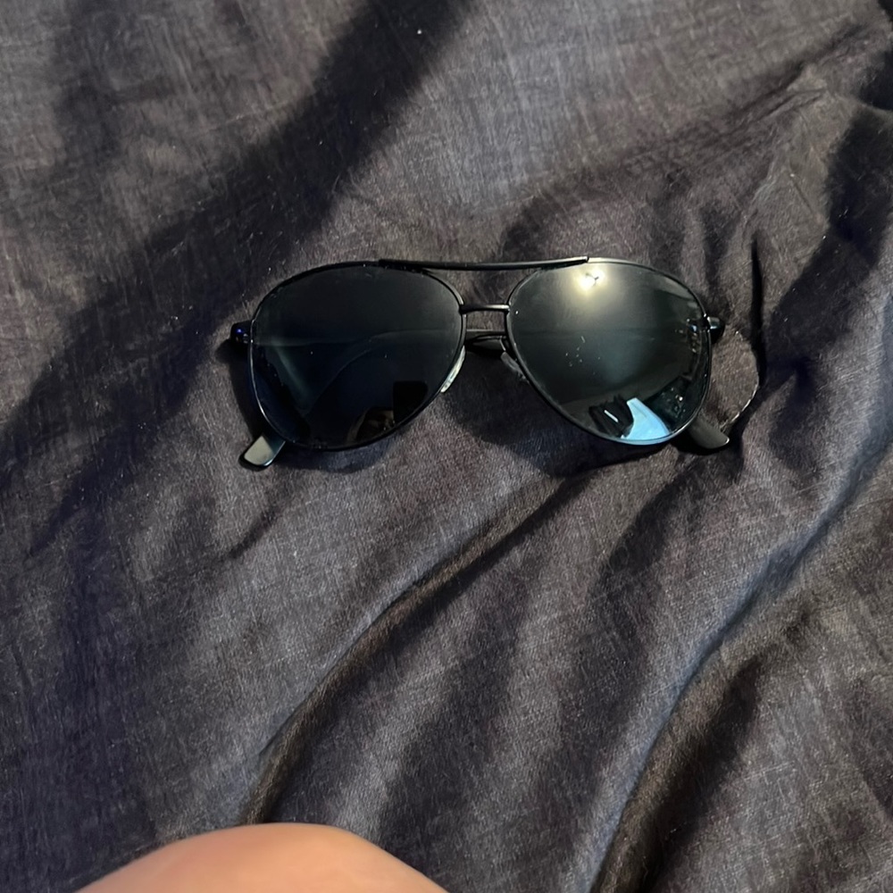 Black aviator type sunglasses